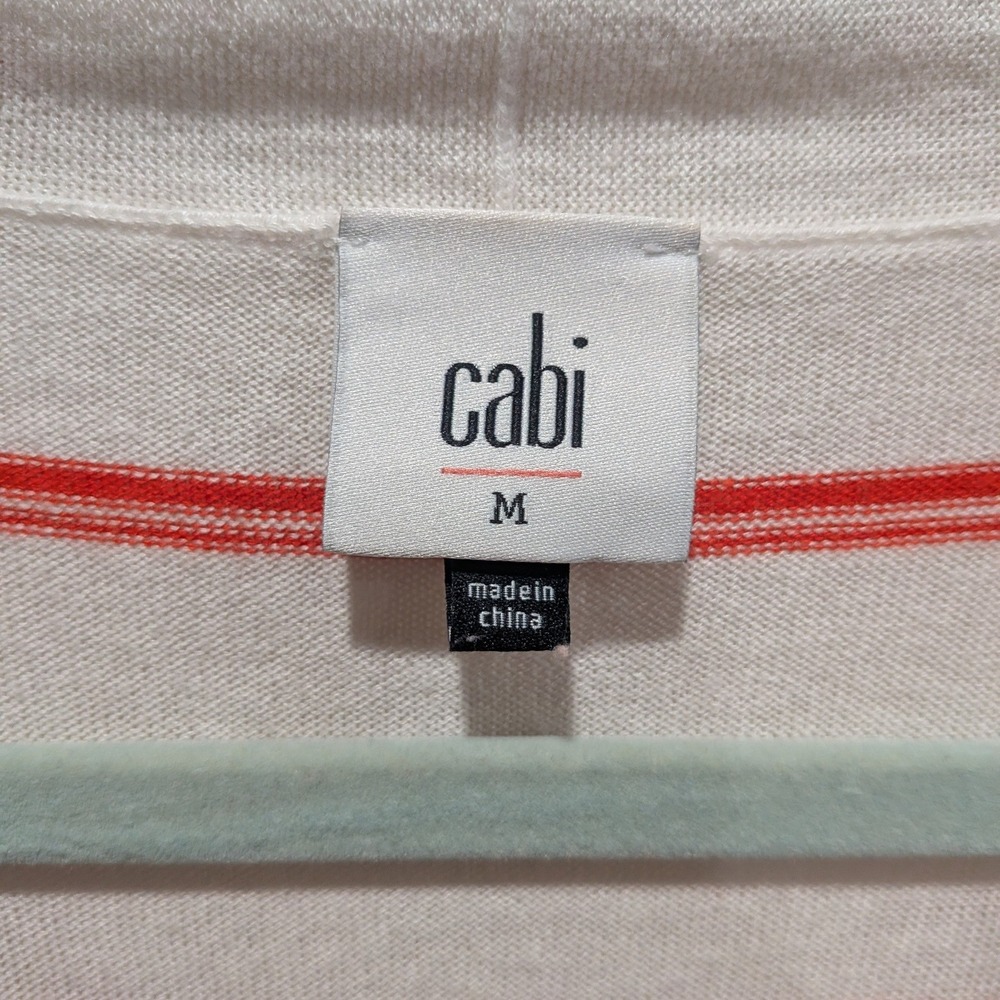 Cabi Womens Stroll Cardigan M Summer Stripe Duster Coastal Preppy Beachy - Picture 5 of 9